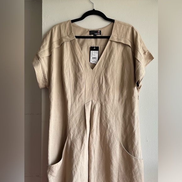 NWT Laura's Ramie Blended Knee-length Loose Shape Beige Dress Size 12 - Picture 5 of 14